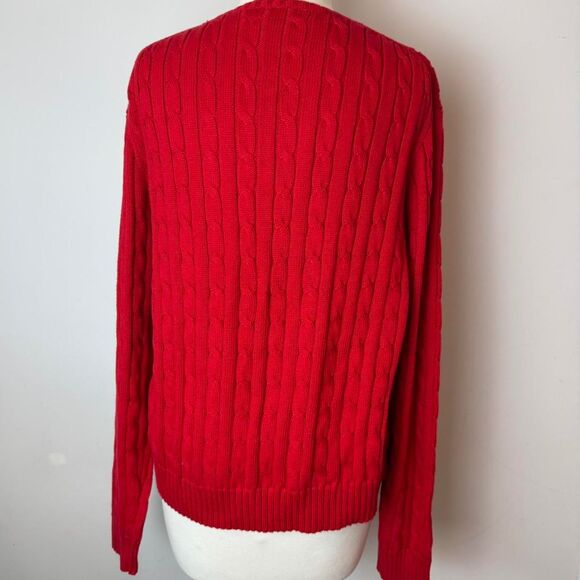 Polo Ralph Lauren Logo Embroidered Red Cable Knit Sweater - Picture 5 of 6